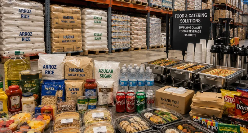 Food and food-service supplies including packaged foods, beverages and disposable serviceware